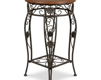 136 221metalwoodcornerplantstanddaisymotif