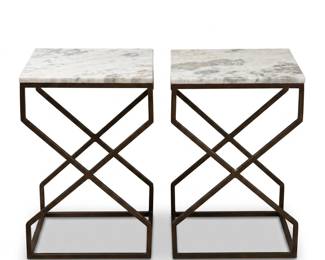 067 150pairmarbletopsidetablesgeometricmetalbases
