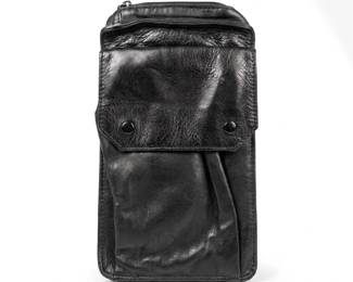 233 130Alongchampparisblackleatherwristletclutch
