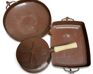 258 269danskkbenstylebrownenamelcookwarethreepieces