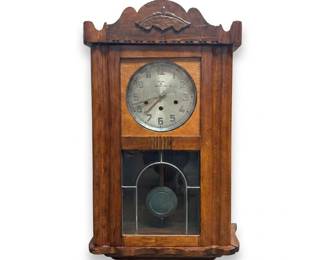 139 224mautheextraartdecowallclockleadedglass