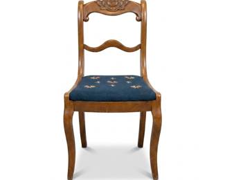 086 44carvedrosecrestsidechairneedlepointseat