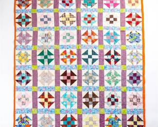 179 106Ahandpiecedsamplerquiltlavendersashing