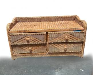076 218wovenwickerfourdrawerstoragechestgallerytop