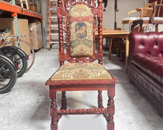 058 36jacobeanrevivalcarvedarmchairsidechair
