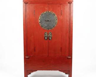017 228Achineseredlacquerweddingcabinetbrassmounts