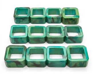 275 277settwelvemarbledgreensquarenapkinrings