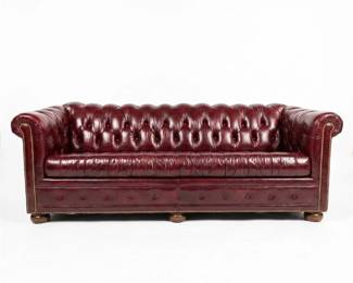 Hancock and Moore Oxblood Leather Chesterfield Sleeper Sofa