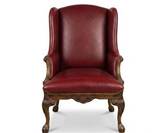 039 29crlainechippendalestyleleatherwingbackchair
