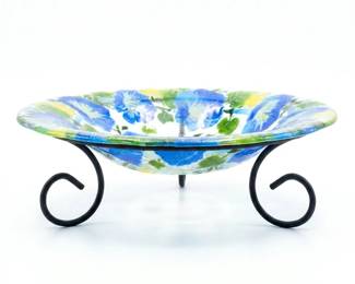 198 91peggykarrfusedglassmorningglorybowlstand