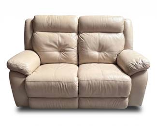 043 130creamleatherrecliningloveseatpillowarms
