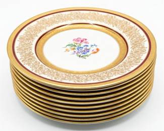 235 255edgertongiltfloraldinnerplatesburgundyband