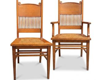 087 45oakspindlebackarmchairsidechaircaned
