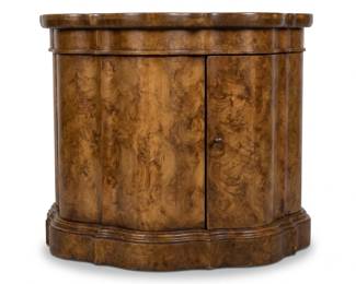 061 33scallopedburlwooddrumcabinetendtable
