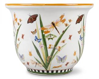 263 20Aceramiccachepotbutterflydragonflymotif