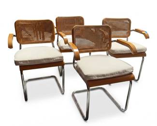 007 41setfourcescacanechromecantileverarmchairs