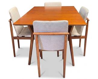 052 146midcenturymodernextendingdiningtable4chairs