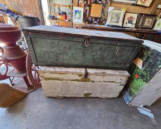 old trunks and antique coffee seperator