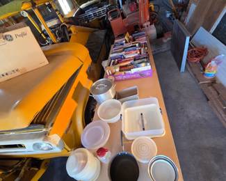misc kitchen & boxes of books