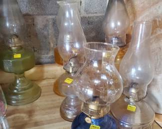 Antique kerosene hurricane lamps