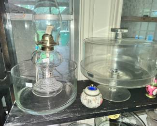 OIL LAMP, CAKE STAND