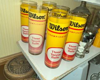 RARE! VINTAGE WILSON "TENNIS BALL" GLASS TUMBLERS