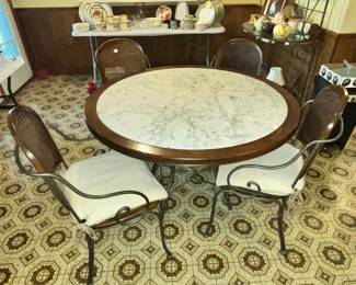 5pc DREXEL HERITAGE IRON & MARBLE DINETTE