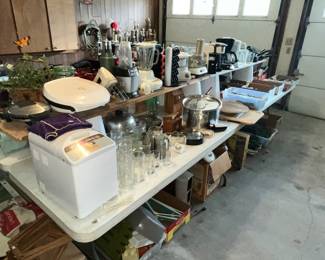 LARGE TABLES FULL OF KITCHENWARE