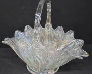 Iridescent Glass Basket with Handle