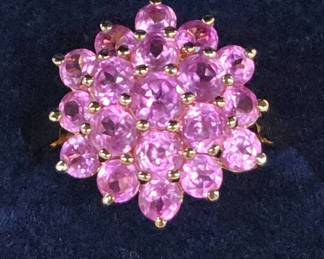 Sterling 925 Pink Stone Cluster Ring