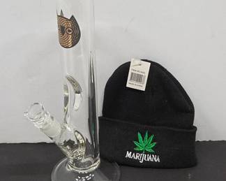Glass Owl Design Bong and Marijuana Hat