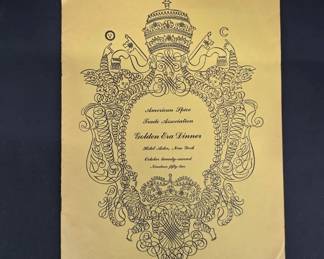 1952 Hotel Astor NY Dinner Program