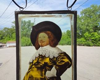Framed Reverse Painted Glass Panel
