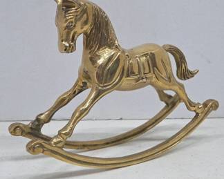 Brass Rocking Horse Figurine, 5.5 Tall
