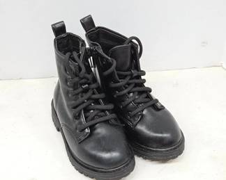 Black Toddler Combat Style Boots, Size 7