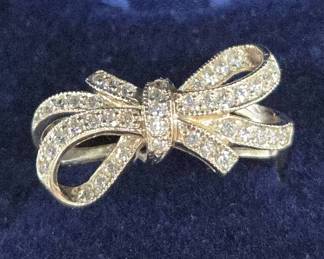 Sterling Silver 925 Bow Ring, Size 8