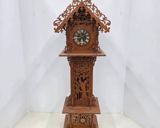 Ornate Wooden Clock with Pierced Details