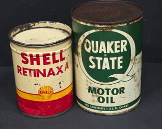 Shell Retinax and Quaker State Oil Cans