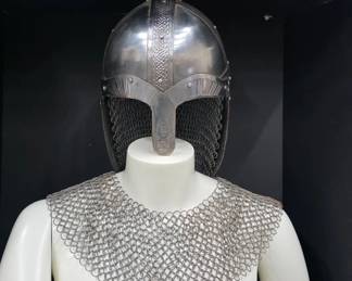 Medieval-Style Steel Helmet With Chainmail