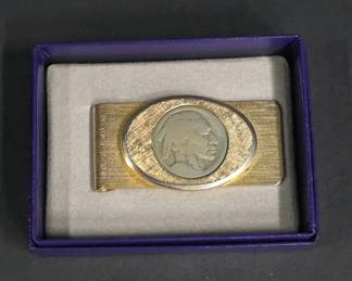 Buffalo Nickel Gold-Tone Money Clip