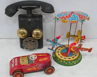 Tin Toys and Rotary Telephone Lot