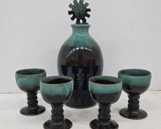 Woburn Pottery Decanter and Chalices