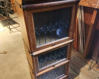 209	Stacking Oak and Leaded Glass Storage	17x12x46