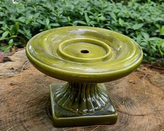 Green Ceramic Bird Bath Pedestal