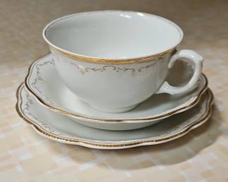 Gold Trimmed Tea Cup and Saucer