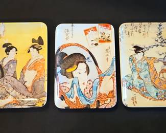 Japanese Geisha Trays Set in diameter