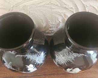 Pair of Mary Gregory Black Vases third image