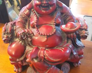 Red Laughing Buddha Figurine