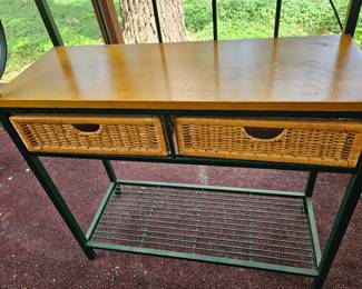 Wrought Iron Bakers Rack with Wicker Drawers third image
