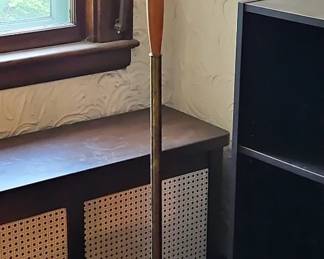 MidCentury Brass and Wood Floor Lamp